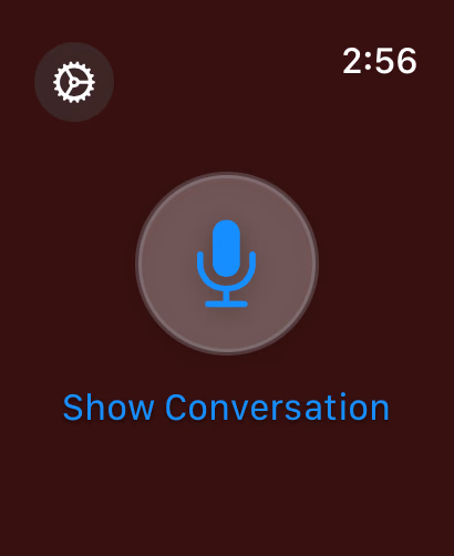Whisperer Apple Watch home screen with red flat theme