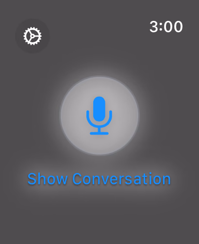 Whisperer Apple Watch home screen with slate glow theme